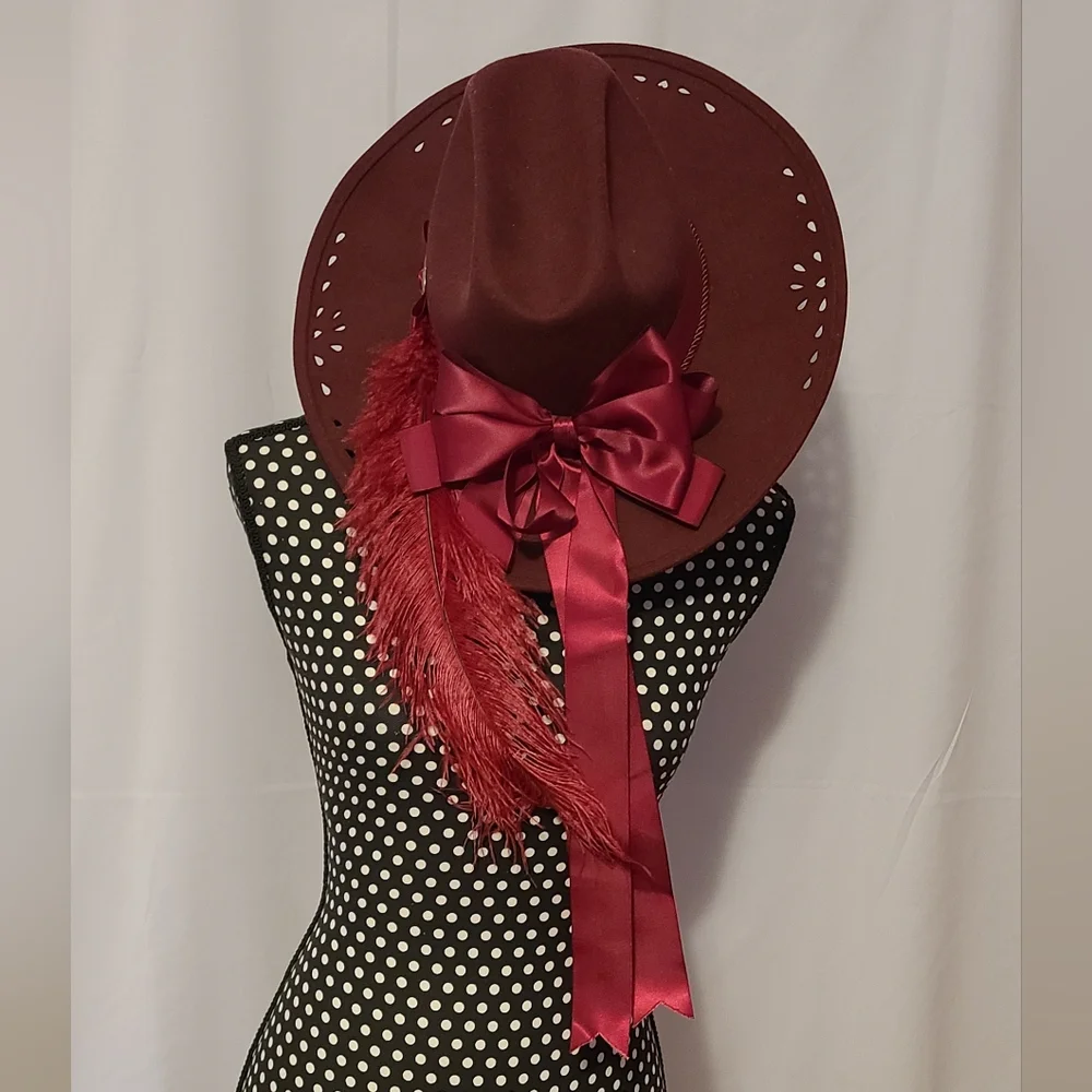 Hat She's A Lady Nancy Hughes Hat Co. 100% Wool Dark Burgundy